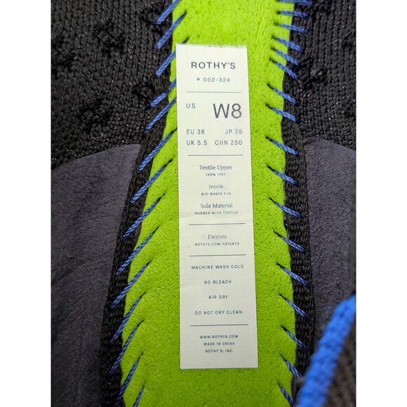 Rothy’s The Point Ballet Flats Black Pink Insole Size 8 Shimmer Clover Washable - Picture 8 of 8